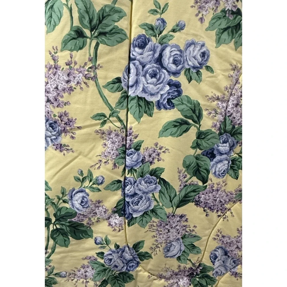 Longaberger Cottage Core Yellow Blue Cotton Full Size Comforter And Bed Skirt